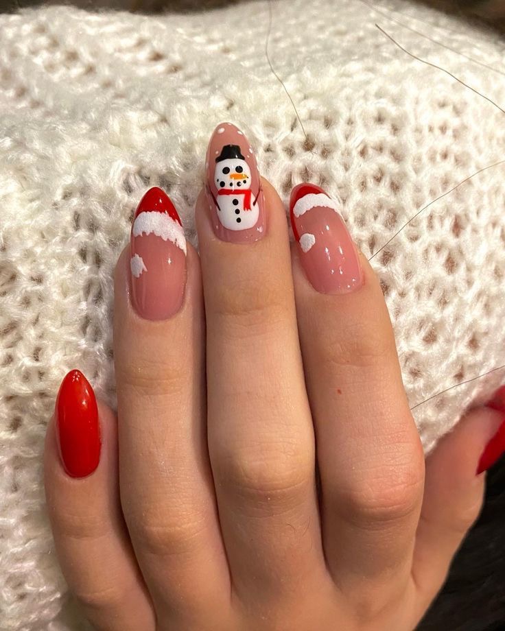 Snowman & Santa Hats nails