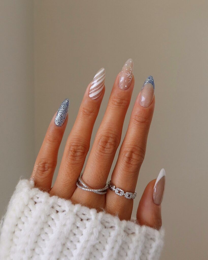 Snowy Sparkles nails